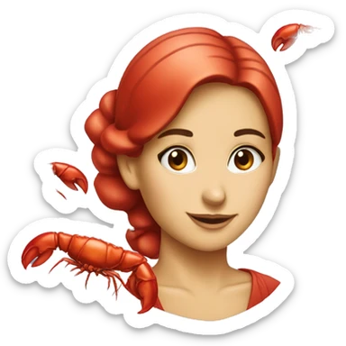 Lobster with pretty lady head sticker