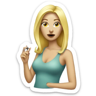 blonde woman smoking vape sticker