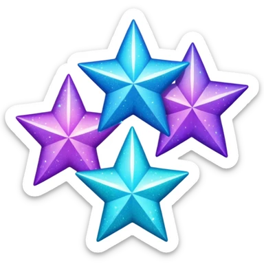 glitter purple and cian 3 stars  sticker