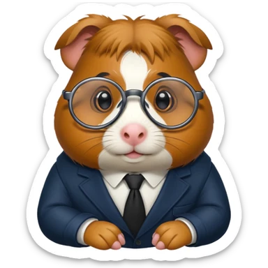 detective guinea pig with glasses sticker