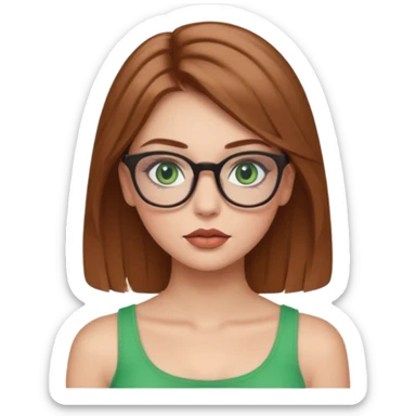 Yeşil gözlü,Hafif kahverengi saçlı, beyaz tenli, gözlüklü, crop giyinen ,dolgun dudaklı,makyajlı bir kiz sticker