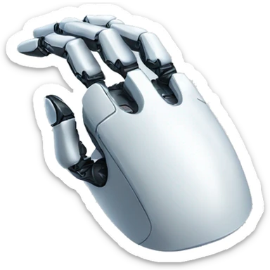 robot hand holding a computer mouse sticker