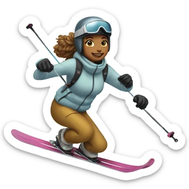 girl skiing with boba in hand sticker