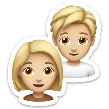 asian boy with cinnamon skin and white girl with blond hair  sticker