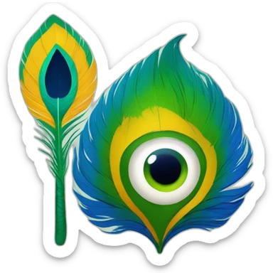 Krishna word in hindi with peacock feather  sticker