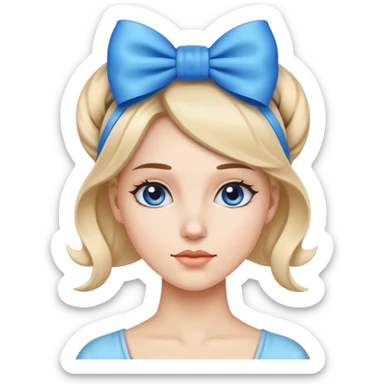 woman wearing a blue bow on her head sticker