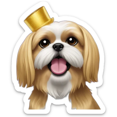golden shih tzu partying sticker