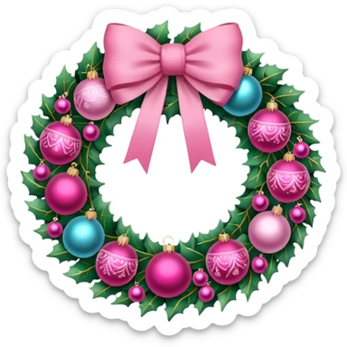 Christmas wreath pink sticker