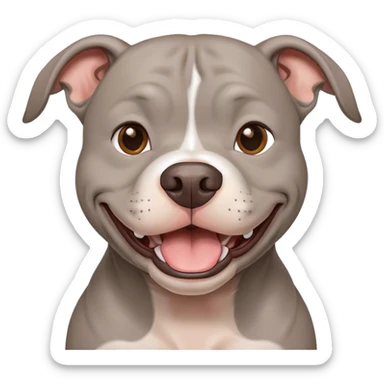 Gray pitbull smiling head sticker