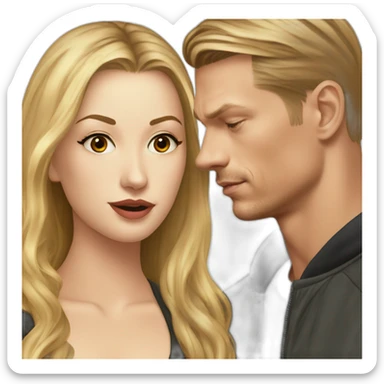 Joel Kinnaman kisses a white girl with light brown hair sticker