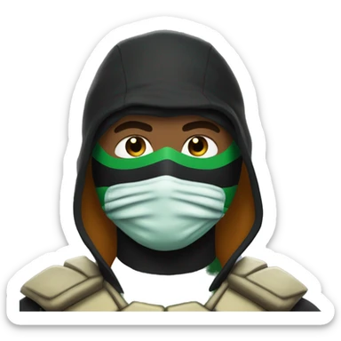 Mbappé with black mask like ninja turtles sticker