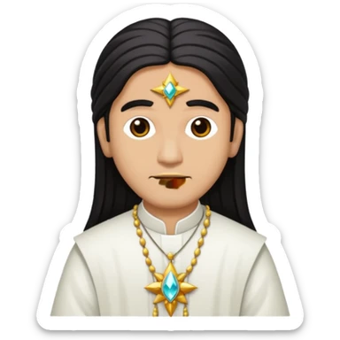 south asian star priest man long dark hair crystal sticker