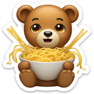 cute bear with noodles sticker