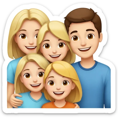 3 people work team, 2 gril one boy, funny sticker