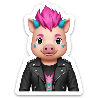 Punk drummer pig sticker