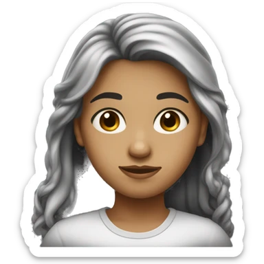 Jeune fille long cheveux noir, tête un peu ronde et la peau blanche  sticker