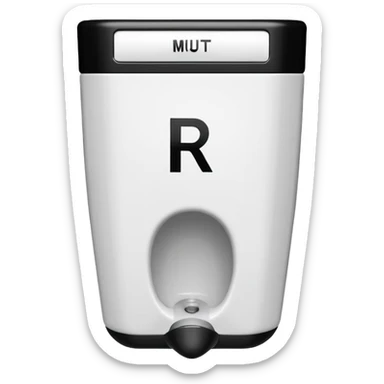 a white pisoar with r. mutt writted in black on it sticker
