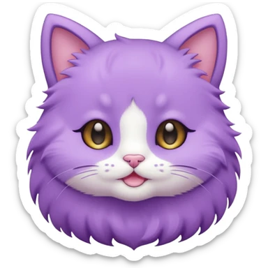 kawaii purple kitty, round face, tiny ears, sweet smile sticker