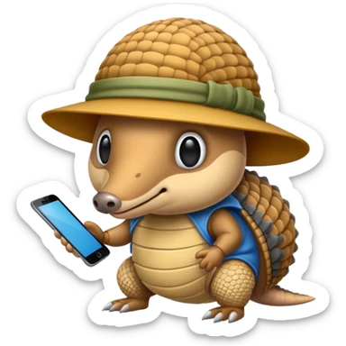 Armadillo with incognito hat sticker