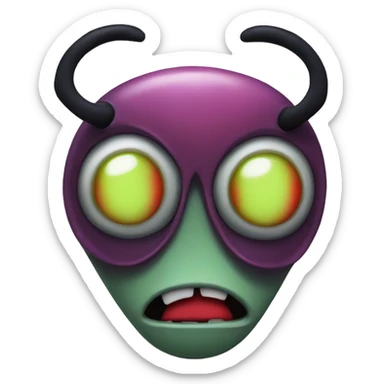 Alien head shaped invader Zim with red eyes sticker