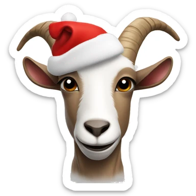 Goat with a Santa cap sticker