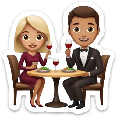 couple sitting and having dinner in a restaurant sticker