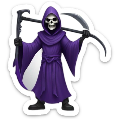 Purple grim reaper with scythe sticker