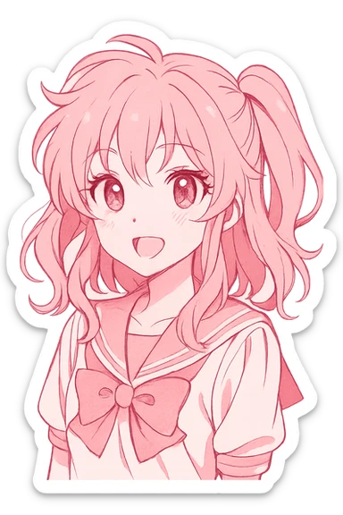 Pink anime ,remove background sticker