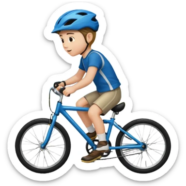 young boy riding a bike sticker
