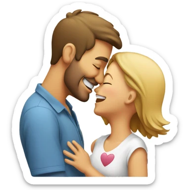 Dad and Mom kiss the child, and the child laughs happily. sticker