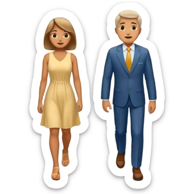 A road where a woman is standing at the beginning of the road and the man at the end of the road sticker