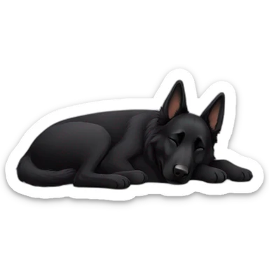 Black German shepherd sleeping sticker