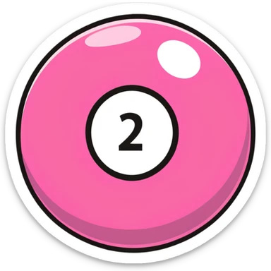 pink billiard ball with the number 23 inside a white circle sticker