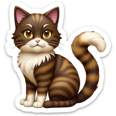 cinematic-[showshoe cat]-realistic-full-body-sitting-emoji,-tail-curled-playfully-around-its-paws,-head-tilted-dramatically,-fluffy-[dark brown mask]-fur,-simplified-yet-realistic-focused-features,-highly-detailed,-glowing-with-an-almost-sarcastic-glow sticker