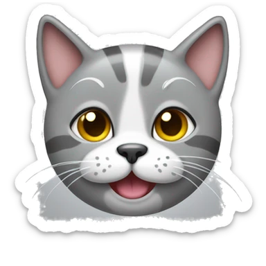 A gray, cute cat face with its tongue out sticker