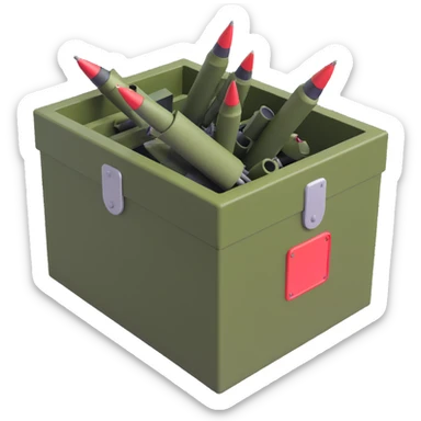 A military box filled with combat missiles sticker