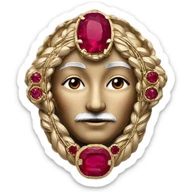 ruby inlaid brooch sticker