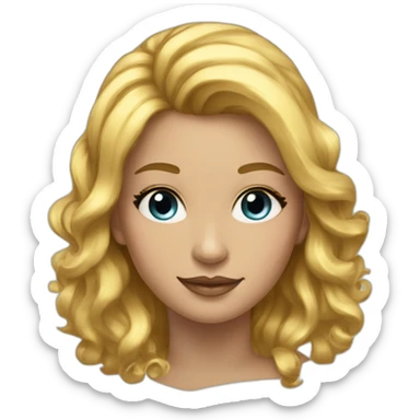 Posh-girl-with-golden-suit-and-blue-eyes-and-rainbow-unicorn-hair sticker