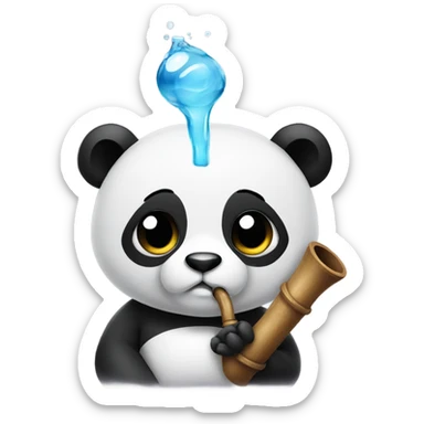 An panda with water pipe sticker
