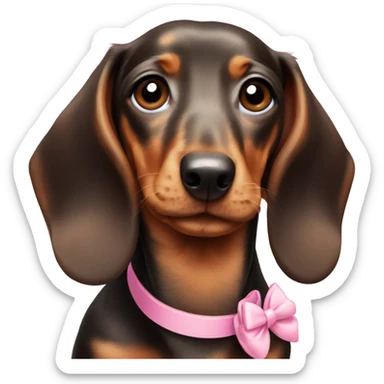 Dachshund puppy with pink bows on its ears sticker