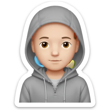 CUte bald boy in hoody sticker