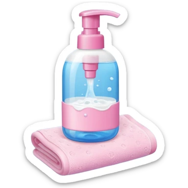 Soap, washcloth and kids shampoo sticker