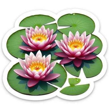 Wine coloured water lilies sticker