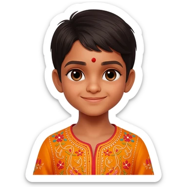 indian kid with red dot on forehead sticker