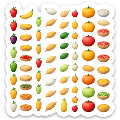 food arranged in a neat row sticker
