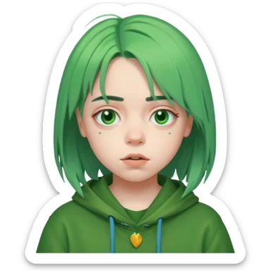 Billie Eilish green hair sticker