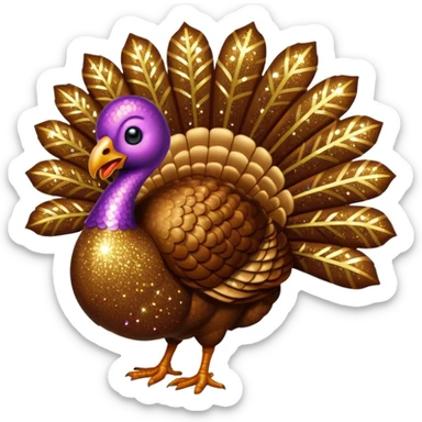 Brown glitter turkey sticker