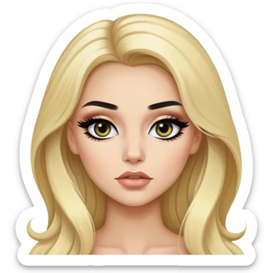 blond, baddie, pretty makeup, black eyeliner, long hair sticker
