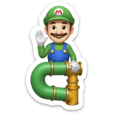Mario se tient sur un tuyau de Mario Bros sticker