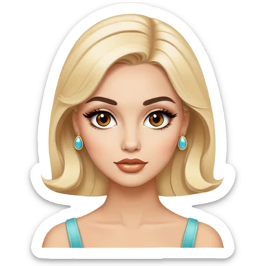 blonde model with brown eyes, 1960's style, luxury makeup sticker